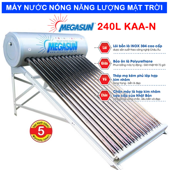 Máy nước nóng năng lượng mặt trời Megasun 240l KAA-N