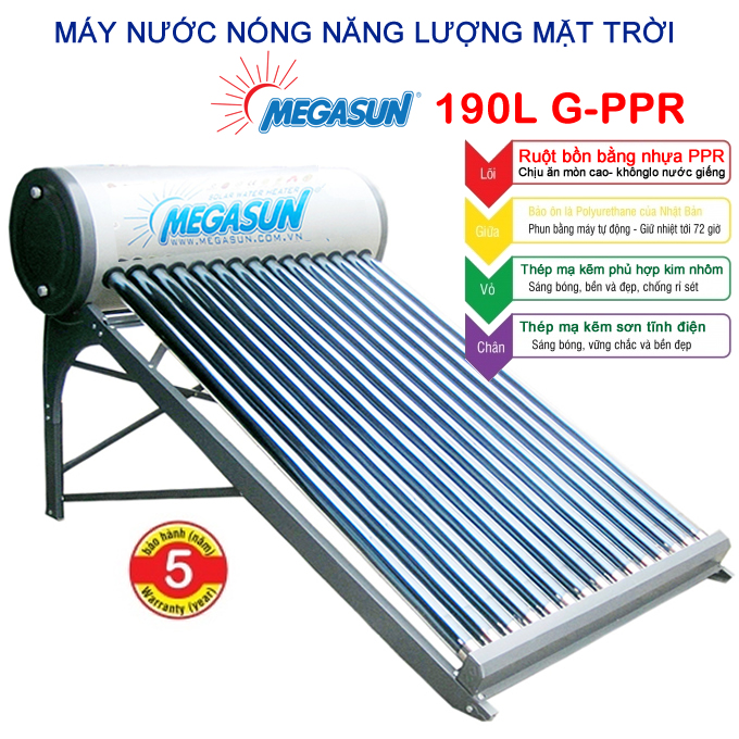 Máy nước nóng năng lượng mặt trời Megasun 190L G-PPR