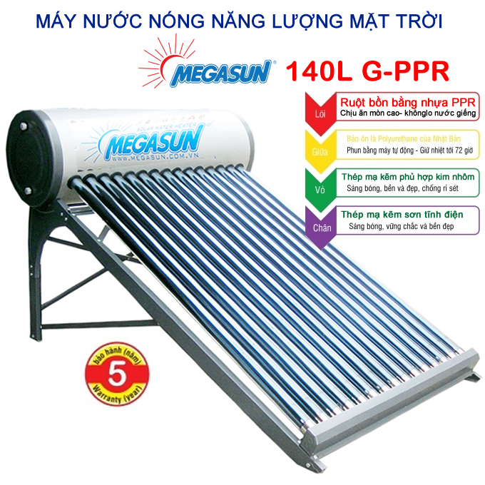 Máy nước nóng năng lượng mặt trời Megasun 140L G-PPR