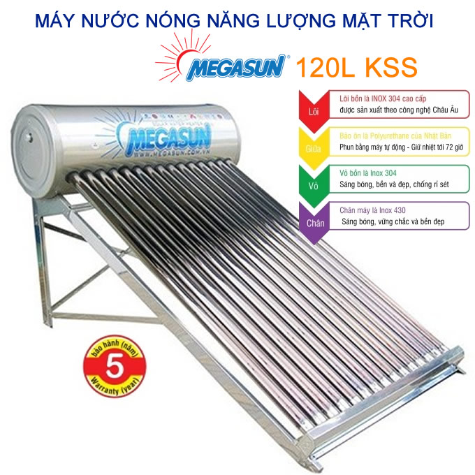 Máy nước nóng năng lượng mặt trời Megasun 120l KSS