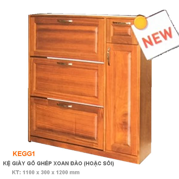 Kệ Giày Xoay Gỗ  Ghép Có Hộc Kéo KEGG1
