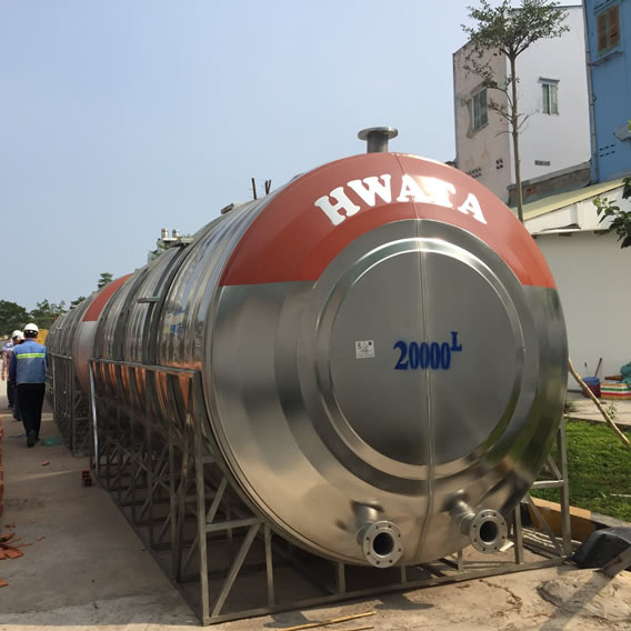 Bồn nước inox 20m3 ngang Hwata