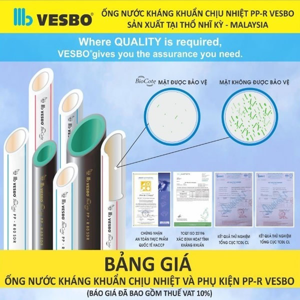 Ống và phụ kiện PPR VESBO