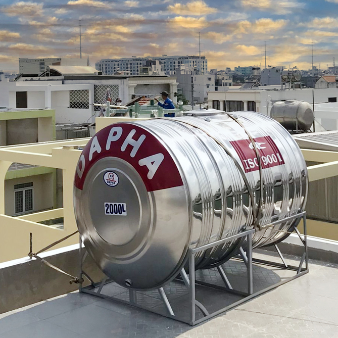 Bồn inox Dapha 2000 lít ngang